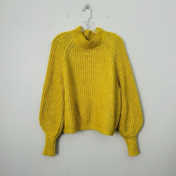 Sincerely Jules Mustard Yellow Crochet High Neck Pullover Sweater Women’s M - Picture 1 of 7